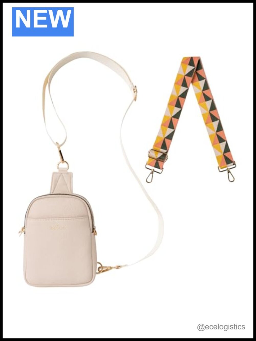 Vegan Leather Convertible Sling Crossbody Bag with Interchangeable Strap Women